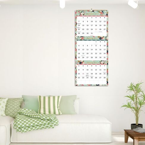 2026 Calendar - 2026 Wall Calendar, 3-Month Wall Calendar Display (Folded in a Month), Jan. 2026 - Dec. 2026, 11" x 26", 3 Month Calendar - Floral in Saudi Arabia