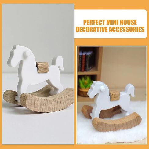 Zerodeko Dollhouse Mini Rocking Horse, Dollhouse Rocking Horse 1:12, Rocking Horse Chair Furniture Model, Dollhouse Furniture Decor in Saudi Arabia