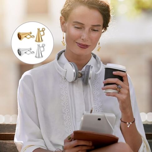PH PandaHall 80pcs Tibetan Megaphone Cheer Charms Loudspeaker Pendants Antique Silver Golden Megaphone Charms Cheerleading Dangle Pendants for DIY Crafts Necklace Bracelet Jewelry Making in Saudi Arabia