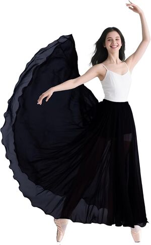 تنورة رقص شرقي من بيسدان، تنورة رقص شيفون، تنانير غجرية للنساء، تنورة طويلة انسيابية، هدية زي الهالوين in Kuwait