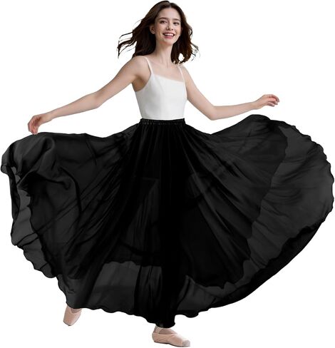 تنورة رقص شرقي من بيسدان، تنورة رقص شيفون، تنانير غجرية للنساء، تنورة طويلة انسيابية، هدية زي الهالوين in Kuwait