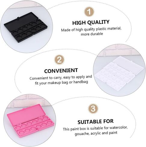 jojofuny 3pcs Watercolor Paint Palette Lids Watercolor Pans Pigment Plate Paint Plate Nail Drawing Tray Easy to Carry in Saudi Arabia