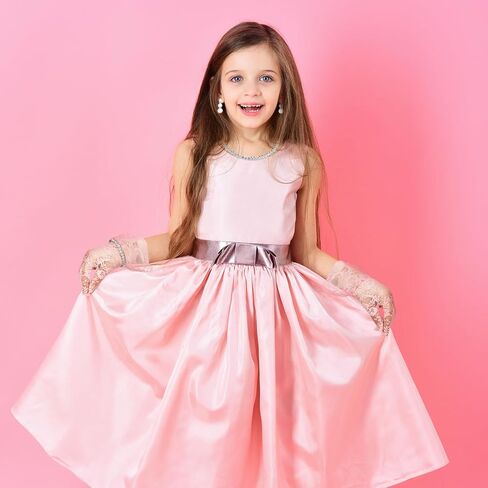 Newcotte 4 Pcs Pearl Necklace Sets for Little Girls Toddler Girls Jewelry Communion Glove for Christmas Tea Party Wedding in Saudi Arabia