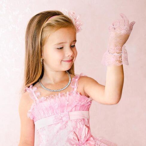 Newcotte 4 Pcs Pearl Necklace Sets for Little Girls Toddler Girls Jewelry Communion Glove for Christmas Tea Party Wedding in Saudi Arabia