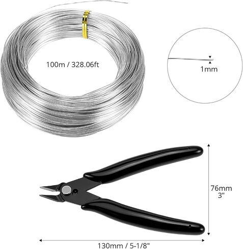 QWORK Bendable Craft Aluminum Wire 18 Gauge 328 FT, Sculpting Wire with Cutter in Saudi Arabia
