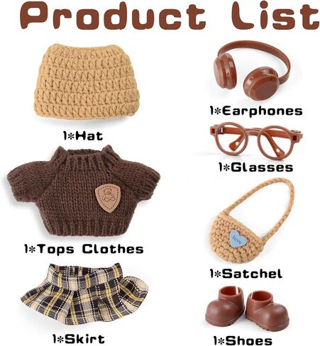 17cm Doll Clothes & Accessories Set Include: Hat, Overall, Shoes, Glasses and Bag- Cute Clothes for Dress up Unique Style (Doll Not Included), Pink in Kuwait
