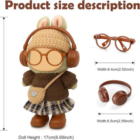 17cm Doll Clothes & Accessories Set Include: Hat, Overall, Shoes, Glasses and Bag- Cute Clothes for Dress up Unique Style (Doll Not Included), Pink in Kuwait