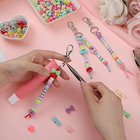 Nosiny 677 PCS Lip Gloss Meychain Making Kit Kit Trample Beads Beads string alphabet bead jewelry key bead key ring charm portable charm for diy lip balm crafts women party accessories in Saudi Arabia