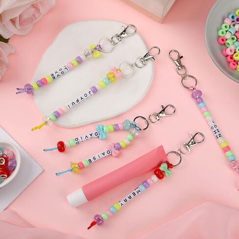 Nosiny 677 PCS Lip Gloss Meychain Making Kit Kit Trample Beads Beads string alphabet bead jewelry key bead key ring charm portable charm for diy lip balm crafts women party accessories in Saudi Arabia