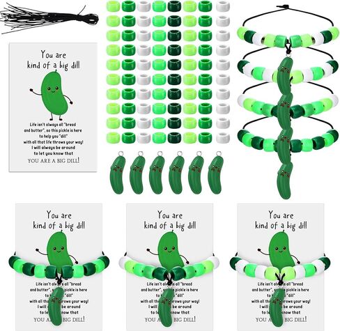 Knitgrip 18 Sets Pickle Party Favors Bulk Pickle Bead Bracelets Positive DIY Spirit Craft Bracelet with Inspirational Cucumber Card Motivational Gifts for Student Employee Coworker in Saudi Arabia