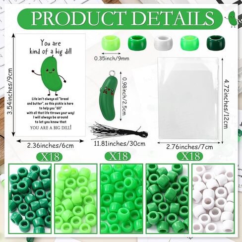 Knitgrip 18 Sets Pickle Party Favors Bulk Pickle Bead Bracelets Positive DIY Spirit Craft Bracelet with Inspirational Cucumber Card Motivational Gifts for Student Employee Coworker in Saudi Arabia