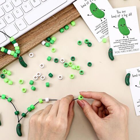 Knitgrip 18 Sets Pickle Party Favors Bulk Pickle Bead Bracelets Positive DIY Spirit Craft Bracelet with Inspirational Cucumber Card Motivational Gifts for Student Employee Coworker in Saudi Arabia