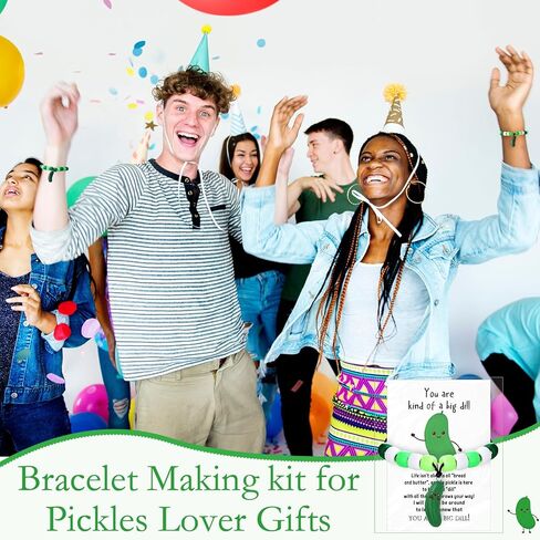 Knitgrip 18 Sets Pickle Party Favors Bulk Pickle Bead Bracelets Positive DIY Spirit Craft Bracelet with Inspirational Cucumber Card Motivational Gifts for Student Employee Coworker in Saudi Arabia