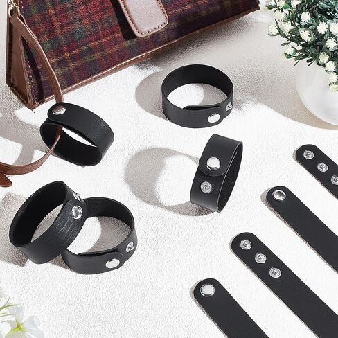 AHANDMaker 12pcs أساور جلد الشرير العادي ، أساور سوداء المفاجئة ، معصم معصم من الجلد الفارغ. in Saudi Arabia