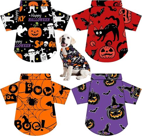 Weewooday 4 Pack Halloween Dog Dogts Halloween Pet Costumes Funny Mustring Ghost Bat Bath Battonon Soft Dog T-Shirt Outfit Offit Pet for Small Medium Earge Dogs Cats Cosplay Party Apparel (XL) in Saudi Arabia
