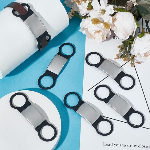 UniCraftale 6pcs شريحة على علامات معرف الحيوانات الأليفة علامات مخصصة ومعرف الكلب المخصص علامة الفولاذ المقاوم للصدأ ختم العلامات الفارغة الأسود علامات الاسم المحفورة in Saudi Arabia