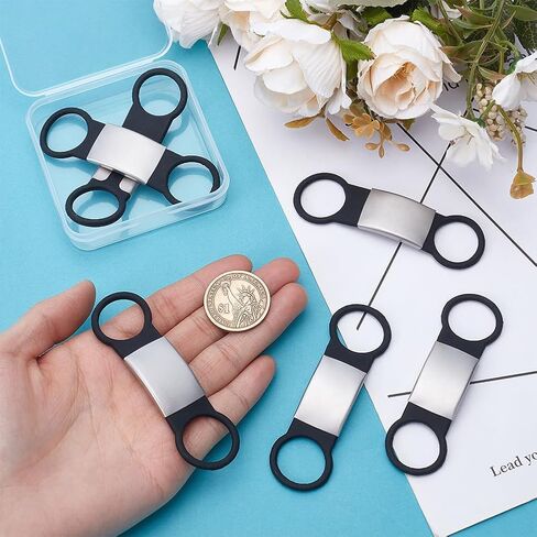 UniCraftale 6pcs شريحة على علامات معرف الحيوانات الأليفة علامات مخصصة ومعرف الكلب المخصص علامة الفولاذ المقاوم للصدأ ختم العلامات الفارغة الأسود علامات الاسم المحفورة in Saudi Arabia