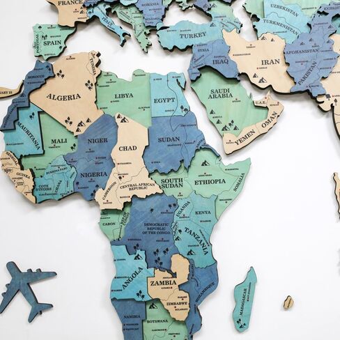 3D Wooden World Map, Wood Wall Map, Housewarming Gift, World Map, Wall Art Decor, Wooden Travel Map, Birthday Gift (Green) (L) in Saudi Arabia