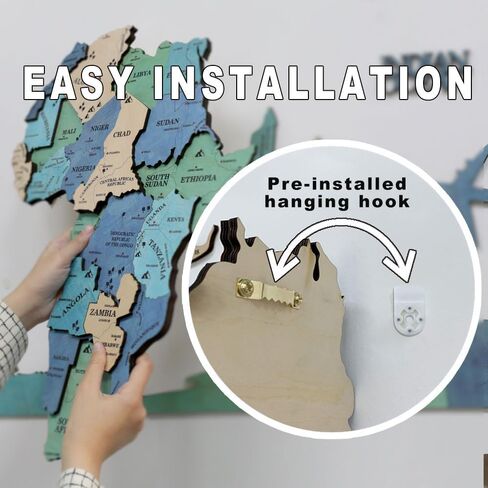 3D Wooden World Map, Wood Wall Map, Housewarming Gift, World Map, Wall Art Decor, Wooden Travel Map, Birthday Gift (Green) (L) in Saudi Arabia