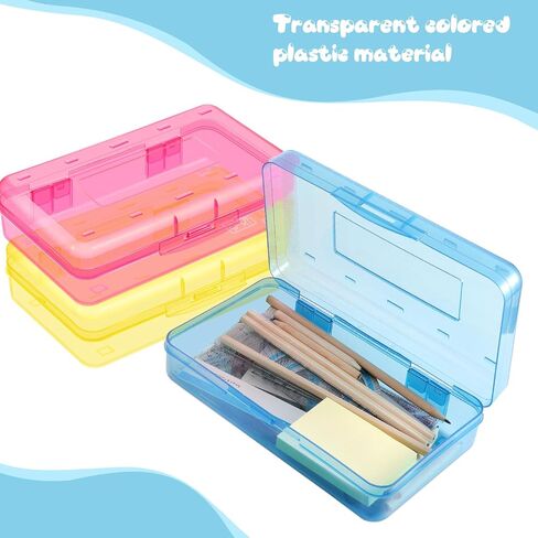 Outus 5 Pcs Plastic Pencil Box Large Capacity Pencil Box for Office Supplies Brush Painting Pencils Storage Case Office Storage Organizer(Pink, Yellow, Green, Blue, Clear) in Saudi Arabia