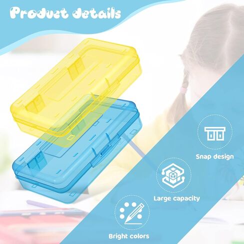 Outus 5 Pcs Plastic Pencil Box Large Capacity Pencil Box for Office Supplies Brush Painting Pencils Storage Case Office Storage Organizer(Pink, Yellow, Green, Blue, Clear) in Saudi Arabia