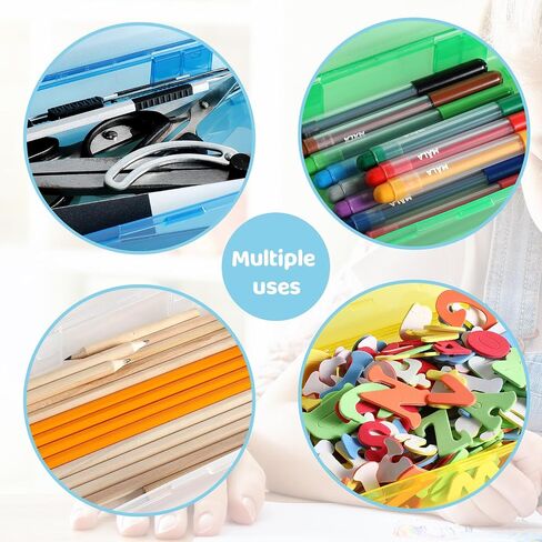 Outus 5 Pcs Plastic Pencil Box Large Capacity Pencil Box for Office Supplies Brush Painting Pencils Storage Case Office Storage Organizer(Pink, Yellow, Green, Blue, Clear) in Saudi Arabia
