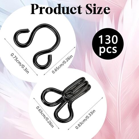 130 خطافات وعيون setblack للخياطة ، السحابات إغلاق المعادن 0.5 بوصة ، بديل لسرطان ملابس حمالة الصدر تنورة SKIRT DIY Craft Sewing Supplies in Saudi Arabia
