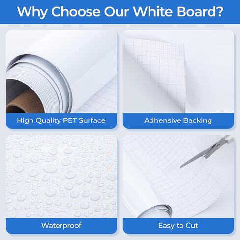 M&G White Board Wallpaper Dry Erase Board for Wall, 3 ft x 4 ft Whiteboard Peel and Stick Wallpaper, Dry Erase Contact Paper with 3 Markers and Wipe Out Cloth (Inside The Roll), No Ghosting in Saudi Arabia