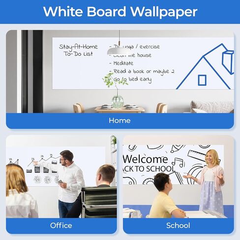 M&G White Board Wallpaper Dry Erase Board for Wall, 3 ft x 4 ft Whiteboard Peel and Stick Wallpaper, Dry Erase Contact Paper with 3 Markers and Wipe Out Cloth (Inside The Roll), No Ghosting in Saudi Arabia