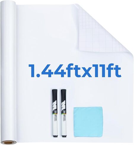 M&G White Board Wallpaper Dry Erase Board for Wall, 3 ft x 4 ft Whiteboard Peel and Stick Wallpaper, Dry Erase Contact Paper with 3 Markers and Wipe Out Cloth (Inside The Roll), No Ghosting in Saudi Arabia