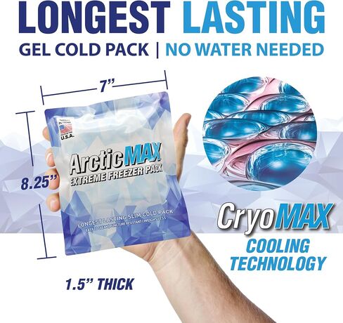 ArcticMAX - Longest-Lasting Slim Cooler Ice Pack (Large 14" x 18") Ultra-Flexible, Reusable, Gel Freezer Pack - Cooler Accessories for Beach, Camping Gear, Large Lunch Box, Picnic, and Fishing in Saudi Arabia