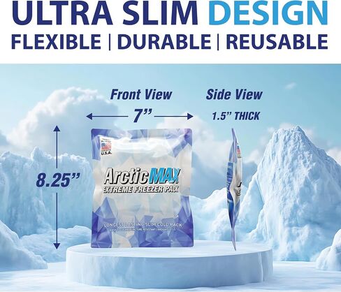 ArcticMAX - Longest-Lasting Slim Cooler Ice Pack (Large 14" x 18") Ultra-Flexible, Reusable, Gel Freezer Pack - Cooler Accessories for Beach, Camping Gear, Large Lunch Box, Picnic, and Fishing in Saudi Arabia