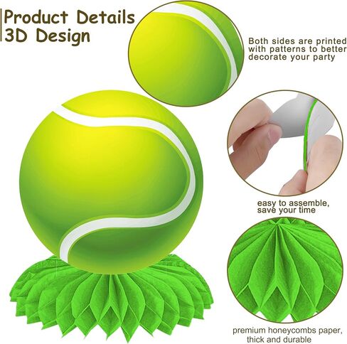 C L Cooper Life Tennis Party Honeycomb Centerces for Tennis Ball Birthder Party Decorations Sport Sport Protection Decoration for Sport them in Saudi Arabia