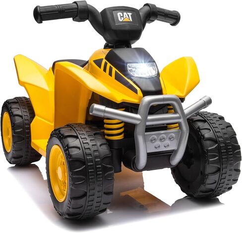 Costzon Kids ATV, 6V CAT Licensed Four Wheeler Quad Car Toy with LED Headlight, Horn, Treaded Tires, 4 Wheeler Electric ATV Ride on for 18-36 Months Boys Girls, Yellow in Saudi Arabia