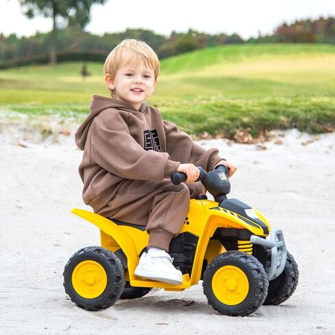 Costzon Kids ATV, 6V CAT Licensed Four Wheeler Quad Car Toy with LED Headlight, Horn, Treaded Tires, 4 Wheeler Electric ATV Ride on for 18-36 Months Boys Girls, Yellow in Saudi Arabia