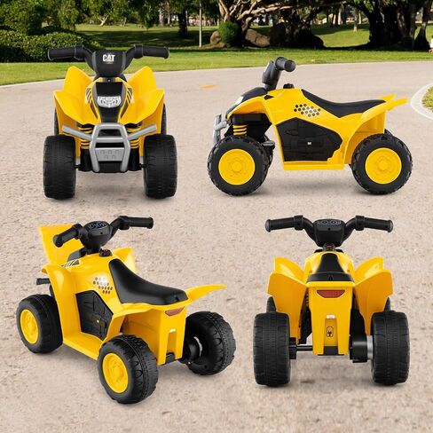 Costzon Kids ATV, 6V CAT Licensed Four Wheeler Quad Car Toy with LED Headlight, Horn, Treaded Tires, 4 Wheeler Electric ATV Ride on for 18-36 Months Boys Girls, Yellow in Saudi Arabia