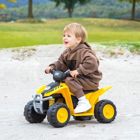 Costzon Kids ATV, 6V CAT Licensed Four Wheeler Quad Car Toy with LED Headlight, Horn, Treaded Tires, 4 Wheeler Electric ATV Ride on for 18-36 Months Boys Girls, Yellow in Saudi Arabia