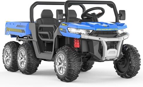 Garvee 24V Electric Ride On Dump Truck for Kids - 2-Seater 4WD 6 Wheels Remote Control Car with Dump Bed | ASTM Certified Kids Ride-On Toy Truck w/Parent Control & Music in Saudi Arabia