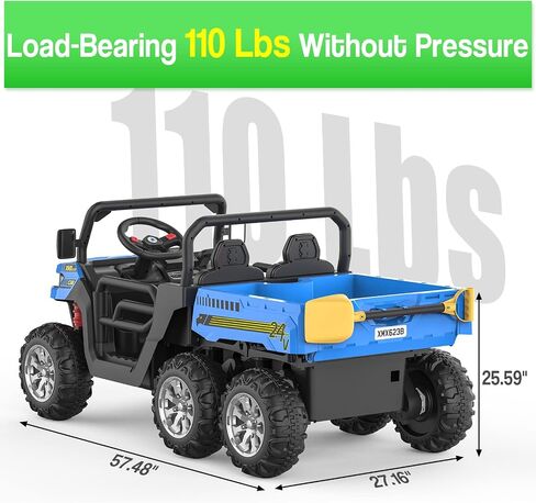 Garvee 24V Electric Ride On Dump Truck for Kids - 2-Seater 4WD 6 Wheels Remote Control Car with Dump Bed | ASTM Certified Kids Ride-On Toy Truck w/Parent Control & Music in Saudi Arabia