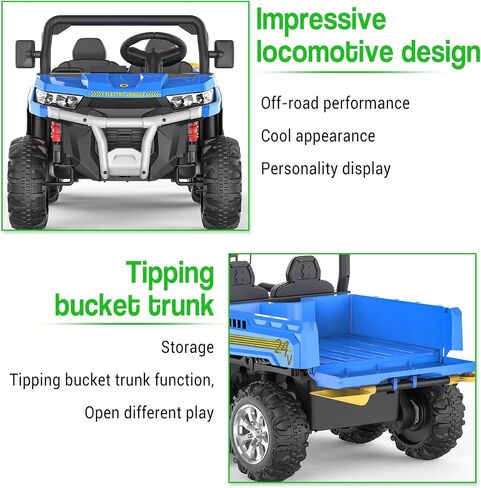 Garvee 24V Electric Ride On Dump Truck for Kids - 2-Seater 4WD 6 Wheels Remote Control Car with Dump Bed | ASTM Certified Kids Ride-On Toy Truck w/Parent Control & Music in Saudi Arabia