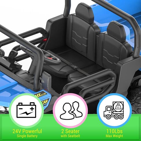 Garvee 24V Electric Ride On Dump Truck for Kids - 2-Seater 4WD 6 Wheels Remote Control Car with Dump Bed | ASTM Certified Kids Ride-On Toy Truck w/Parent Control & Music in Saudi Arabia