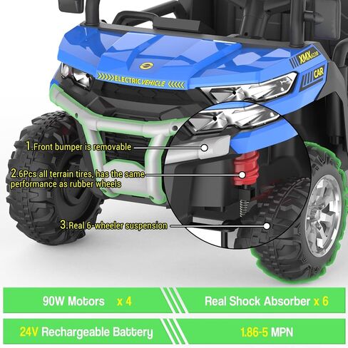 Garvee 24V Electric Ride On Dump Truck for Kids - 2-Seater 4WD 6 Wheels Remote Control Car with Dump Bed | ASTM Certified Kids Ride-On Toy Truck w/Parent Control & Music in Saudi Arabia