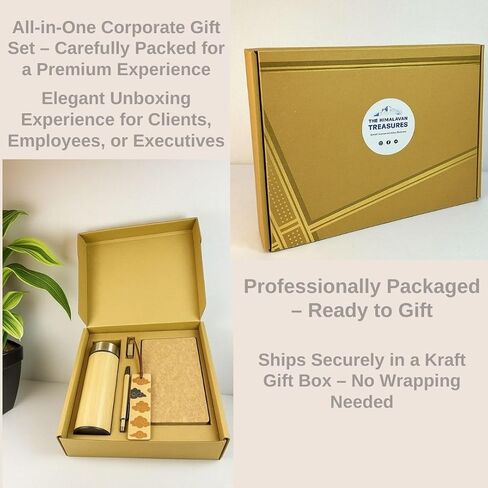 Corporate Gift Set – Eco-Friendly Bamboo Water Bottle, Handcrafted Journal, Pen, Keychain & Wooden Bookmark in Elegant Box – Employee Appreciation, Executive & Client Gift Box in Saudi Arabia