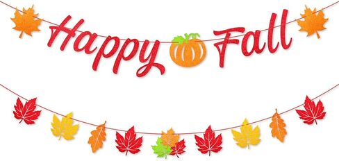Happy Fall Banner Decorations - Langing Glitter Autumn Banner مع قرع اليقطين وعلامة الأرجوشة لافتات الشكر ، وموسم الحصاد ، وموسم الخريف ، والمنزل ، والمكتب ، والجدار ، والديكور الموسمي in Kuwait