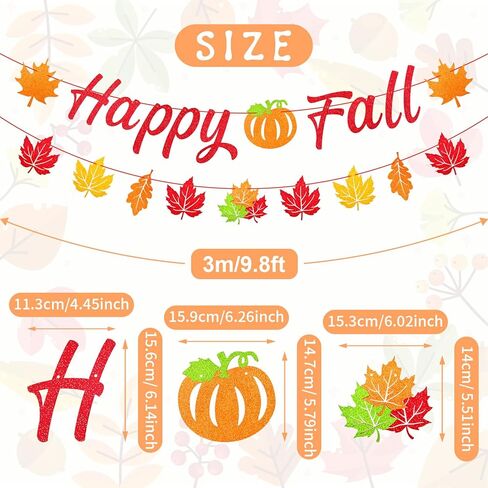 Happy Fall Banner Decorations - Langing Glitter Autumn Banner مع قرع اليقطين وعلامة الأرجوشة لافتات الشكر ، وموسم الحصاد ، وموسم الخريف ، والمنزل ، والمكتب ، والجدار ، والديكور الموسمي in Kuwait