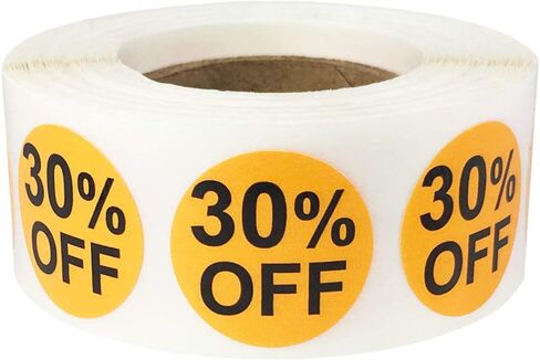 30% Percent Off Stickers for Retail 0.75 Inch 500 Adhesive Labels in Saudi Arabia