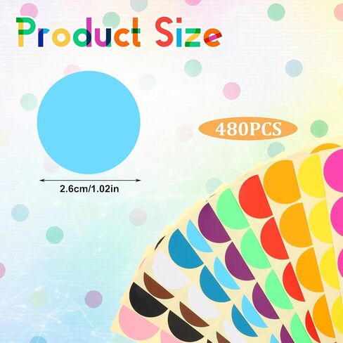 480 PCS 2 بوصة ملصقات نقطة ملونة مستديرة ملصقات ملصقات كبيرة متحركة ، ملصق ملصق ترميز لون الدائرة القابلة للإزالة ، 12 ألوان متنوعة من الملصقات لصناديق تنظيم تزيين الفصول الدراسية in Saudi Arabia