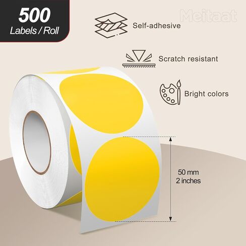 2 Inches Black Circle Stickers Roll 500 PCS, Self-Adhesive Vinyl Round Color Coding Labels Writable Waterproof for Business Sale School Office Home in Saudi Arabia