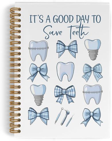 QLMX Coquette Dentist Spiral Notebook, Blue Bow Dentist Gifts Journal Notebook, Dental Assistant Must Haves Notebooks for School Work, Dental Office Supplies Gifts for Women Dentists, 5.5x8.3 Inch in Saudi Arabia