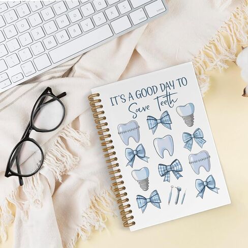 QLMX Coquette Dentist Spiral Notebook, Blue Bow Dentist Gifts Journal Notebook, Dental Assistant Must Haves Notebooks for School Work, Dental Office Supplies Gifts for Women Dentists, 5.5x8.3 Inch in Saudi Arabia